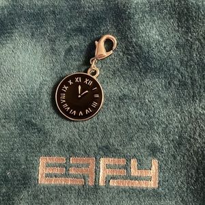 ❤️ NWOT - EFFY Black Clock Silvertone Hanging Charm* ❤️